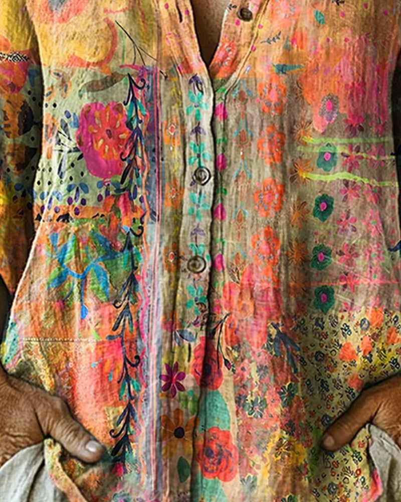 CAMISA ARTÍSTICO ESTAMPADO FLORAL