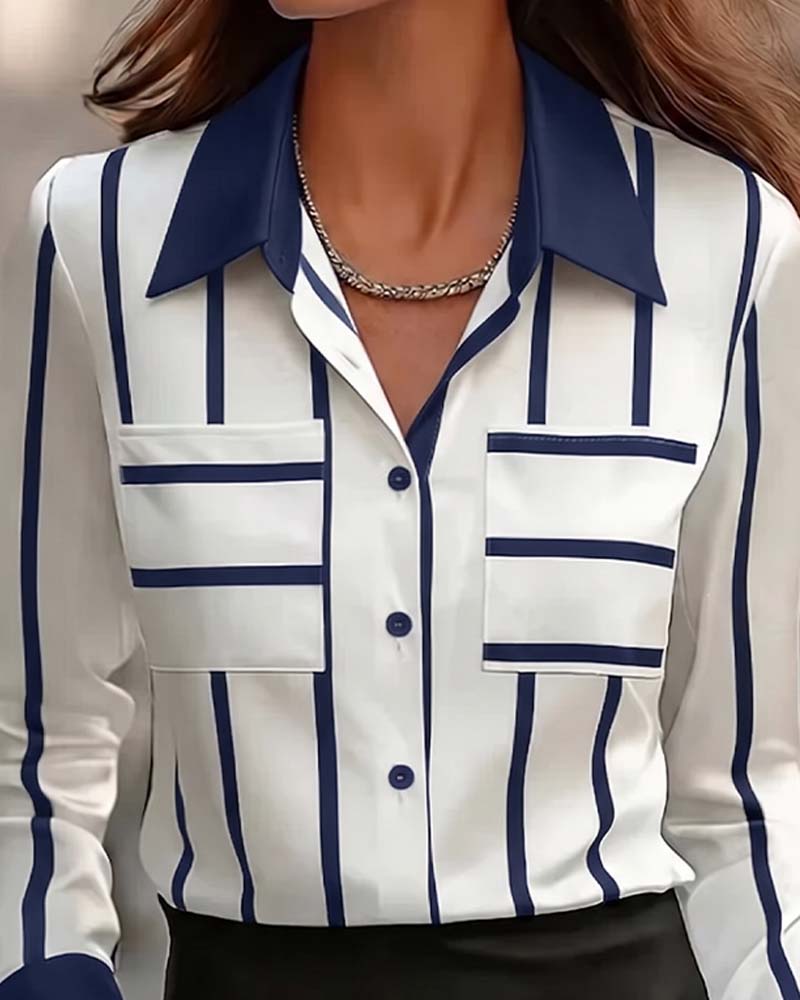 CAMISA A RAYAS BOLSILLO SATÉN CASUAL