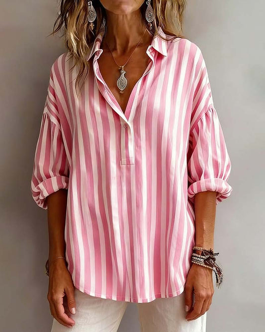 BLUSA A RAYAS HOLGADO CON CUELLO