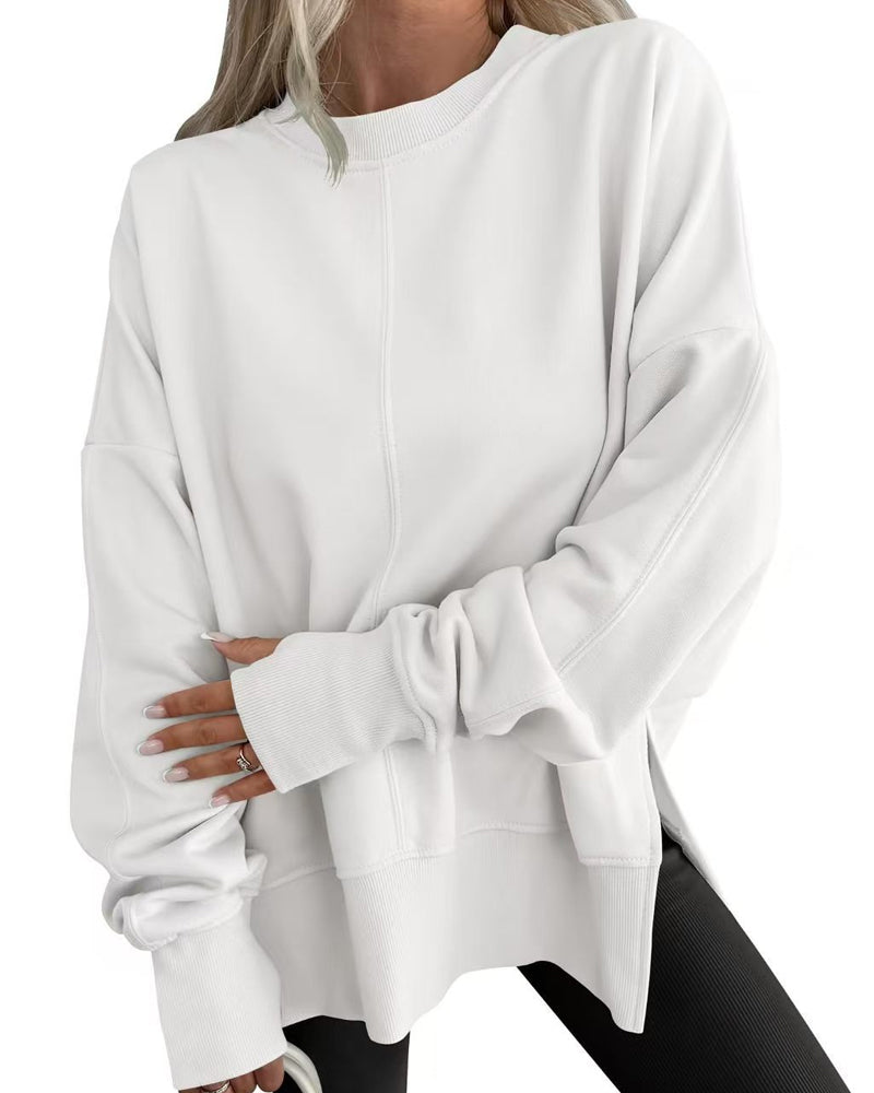 SUDADERA ABERTURA LATERAL CUELLO REDONDO HOLGADO