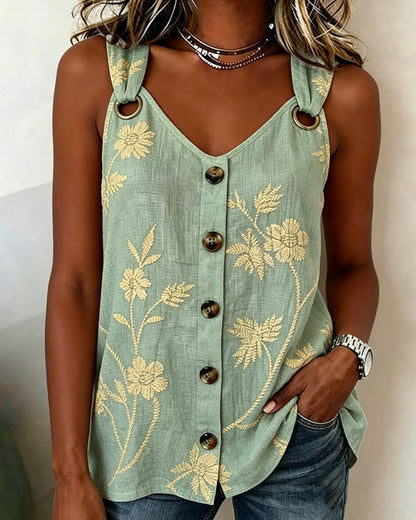 TOP DE TIRANTES FLORAL CAMISOLA ANILLO METÁLICO