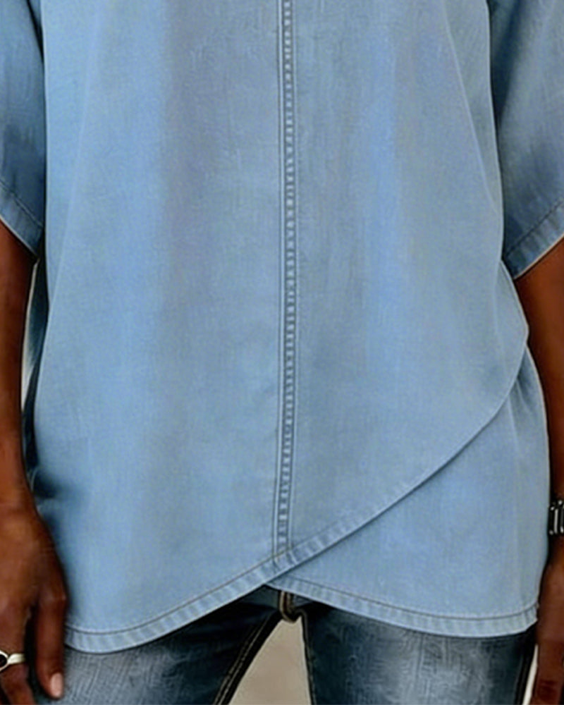 TOP CUELLO DE V CASUAL DENIM