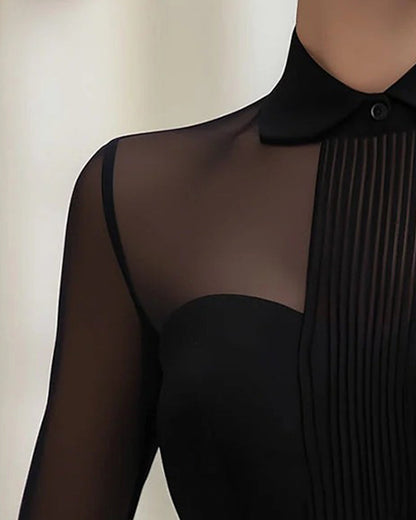BLUSA ELEGANTE MALLA MANGA LARGA