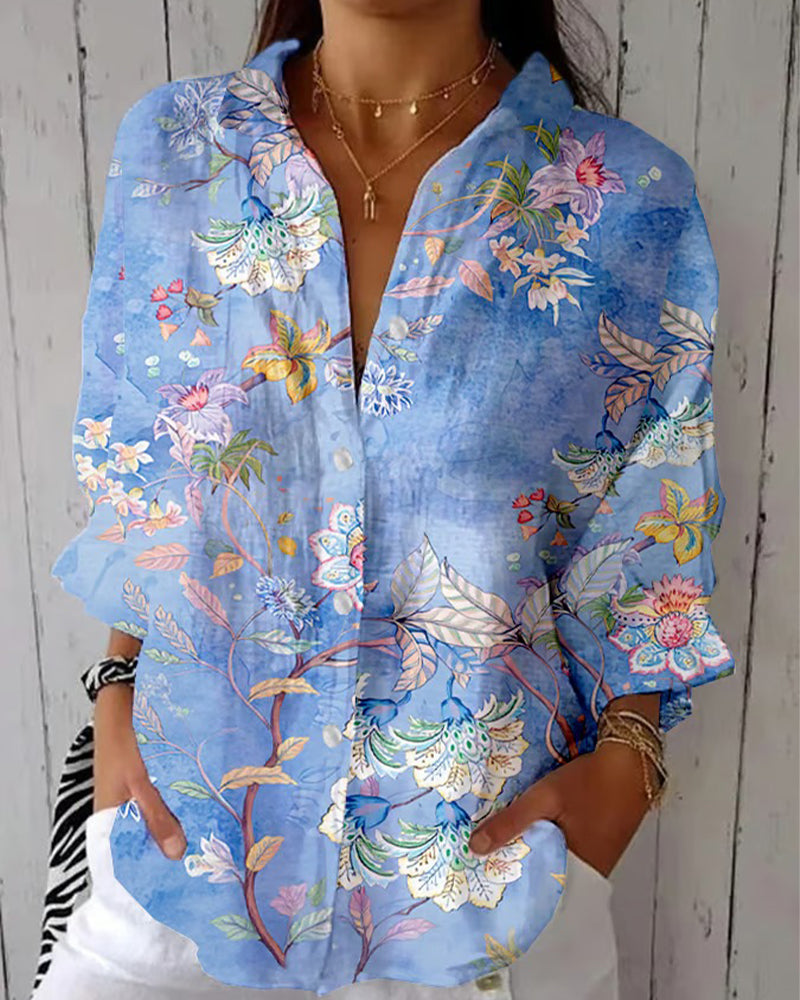 CAMISA MODERNO ESTAMPADO CUELLO VUELTO