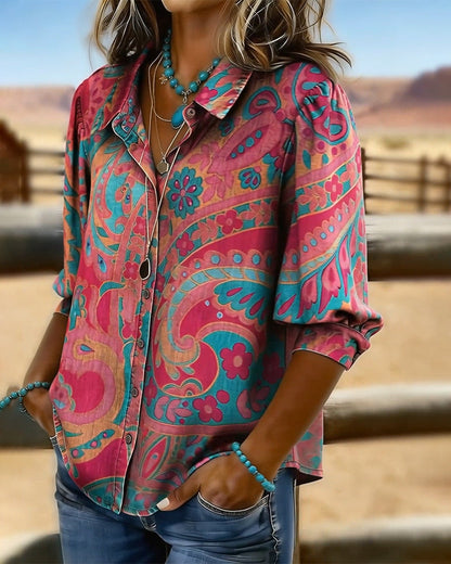 CAMISA MODERNO ESTAMPADA MANGA CORTA HOLGADO