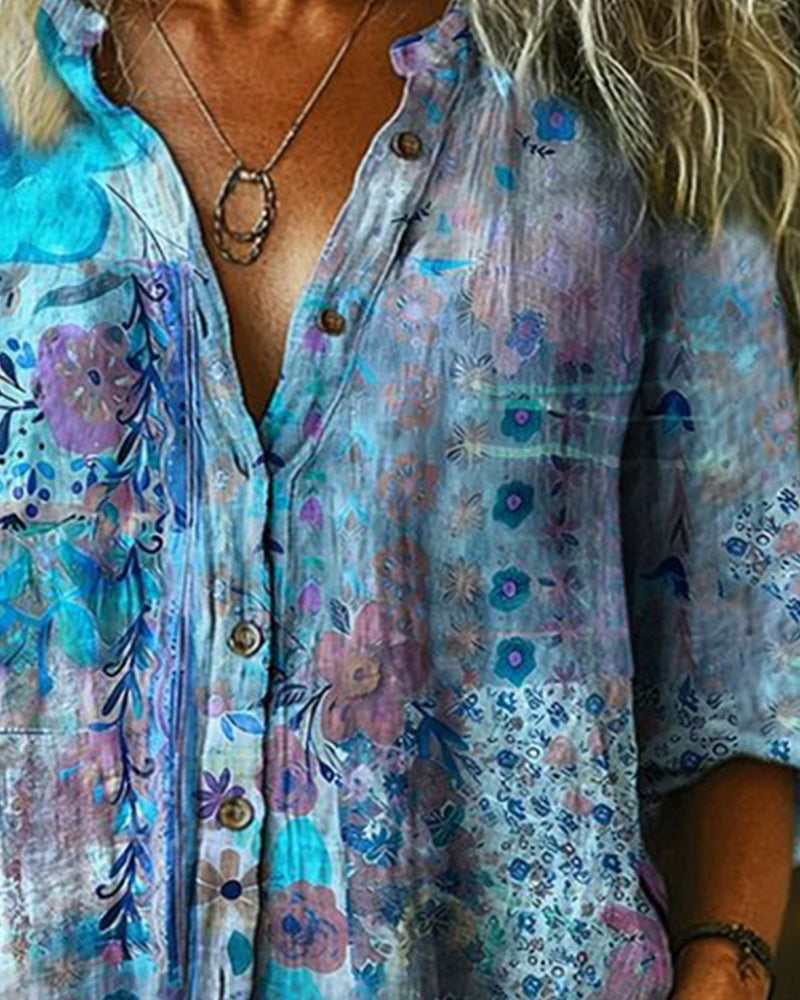 CAMISA ARTÍSTICO ESTAMPADO FLORAL