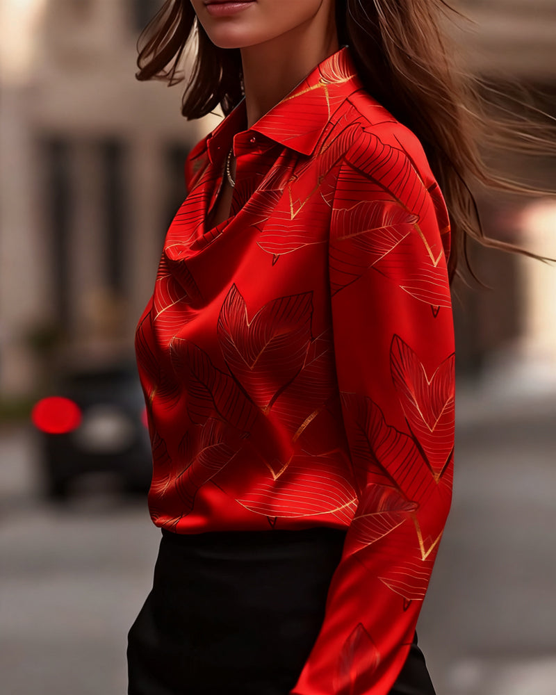 BLUSA ELEGANTE DE SATÉN CON MANGA LARGA