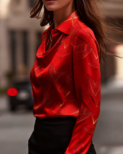 BLUSA ELEGANTE DE SATÉN CON MANGA LARGA