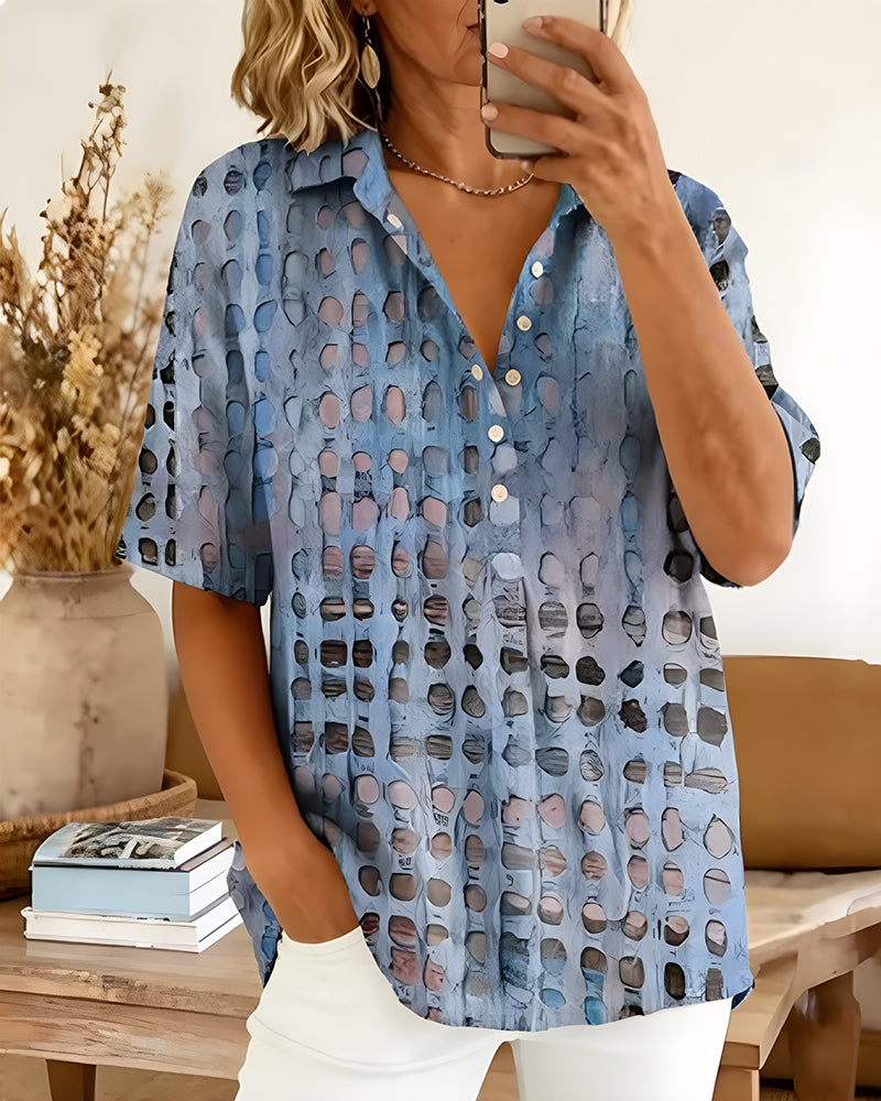 BLUSA ESTAMPADO LUNARES BOTÓN MEDIO-PATRON