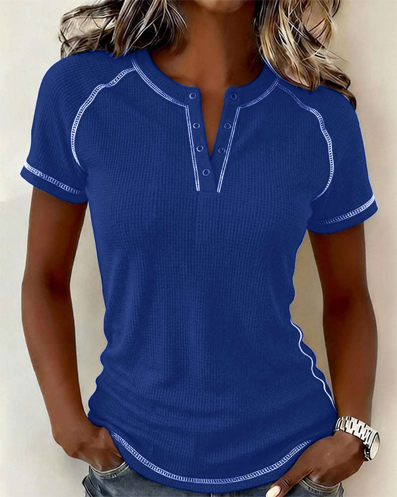 CAMISETA TEJIDO GOFRE HENLEY