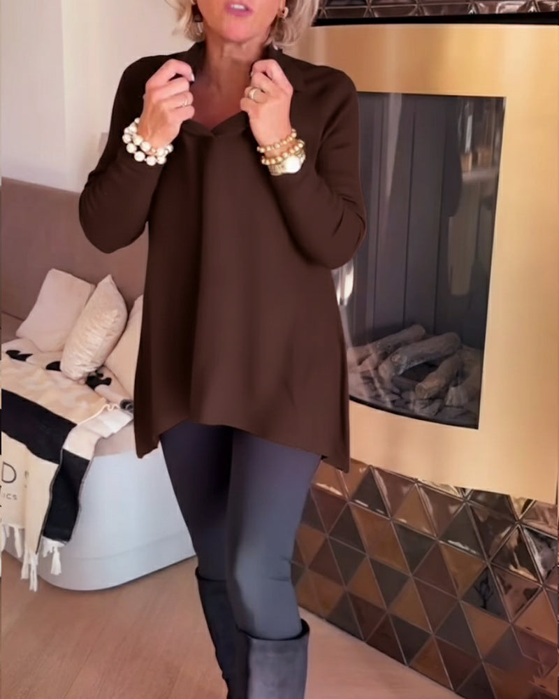 TOP CON CUELLO ASIMÉTRICO Y MANGA LARGA