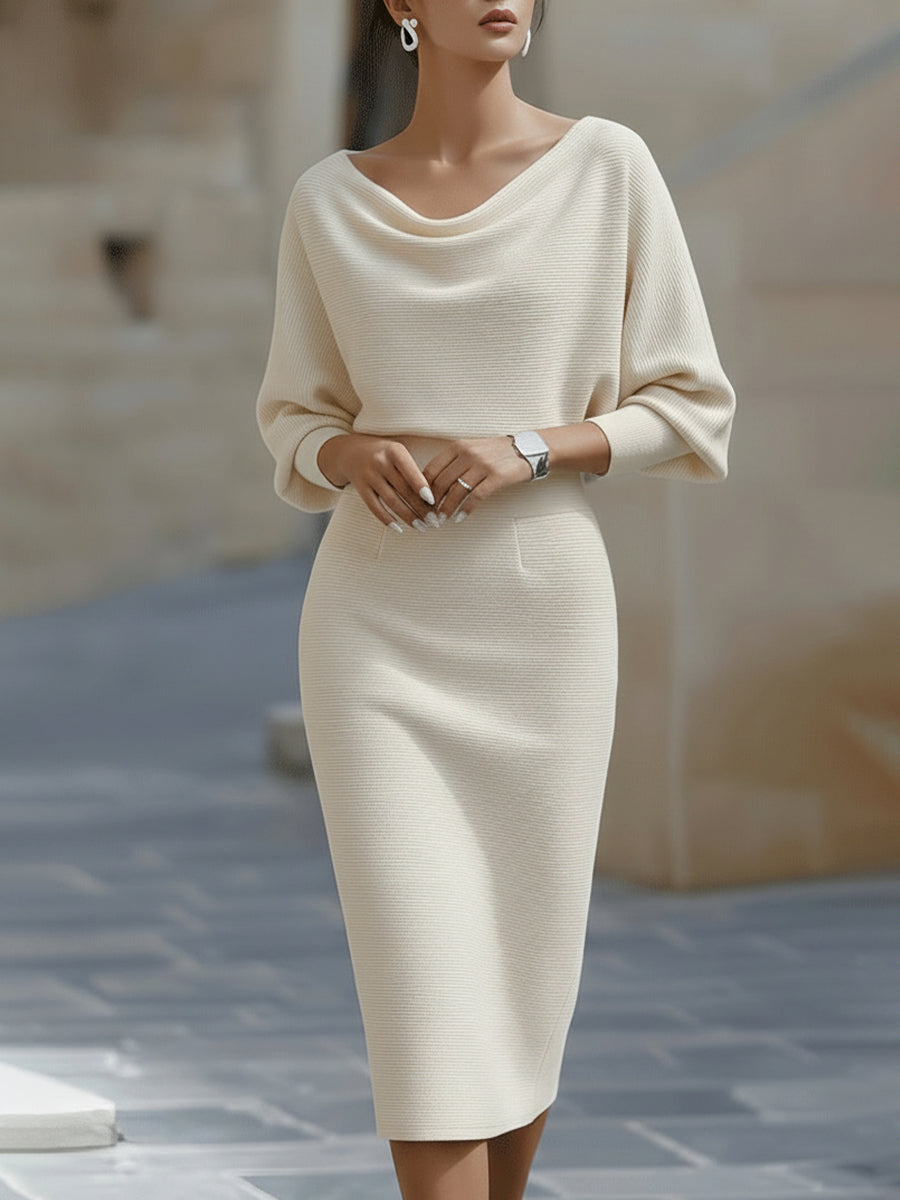 Alice | Vestido midi blanco drapeado