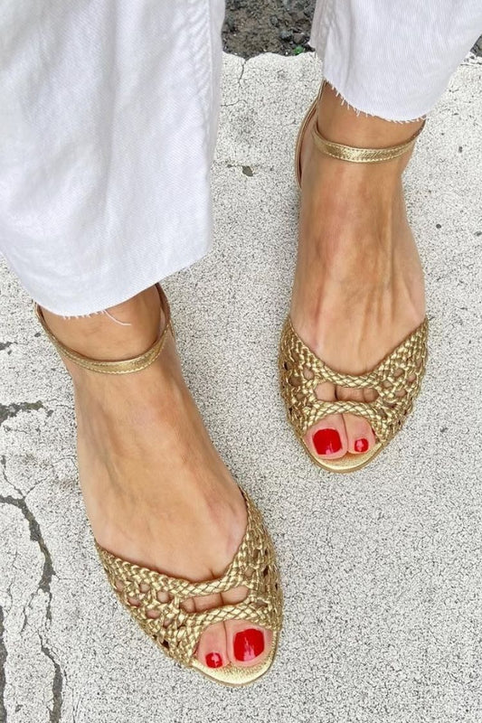 ISADORA™ | SANDALIAS DORADAS TRENZADAS