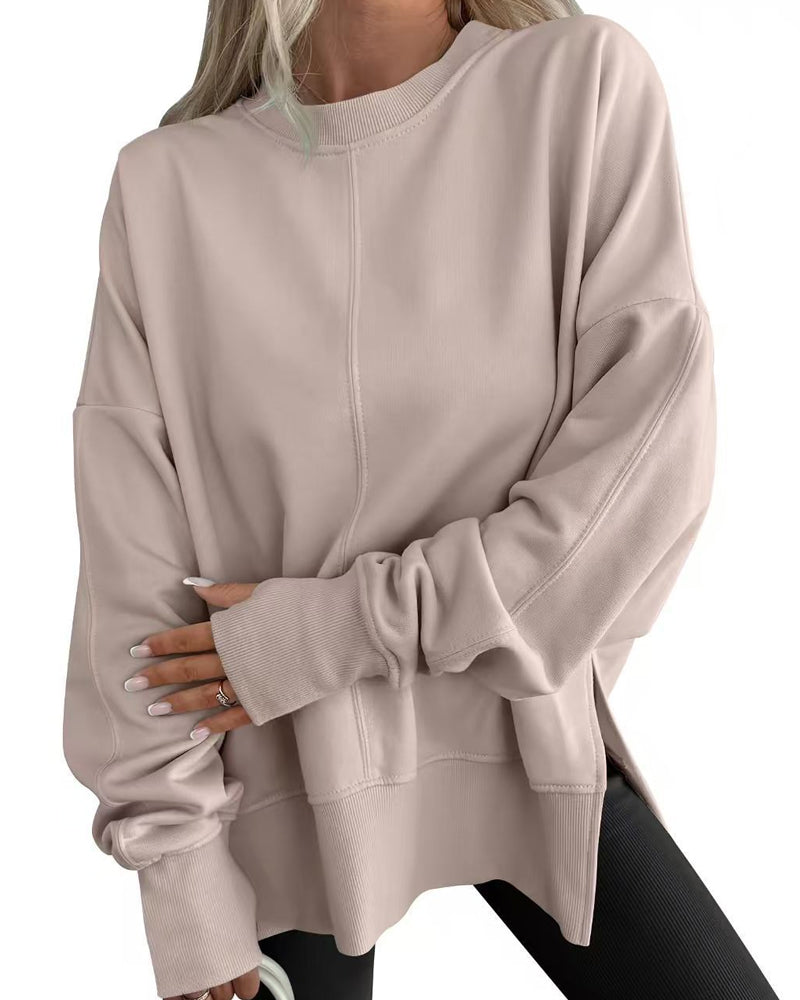SUDADERA ABERTURA LATERAL CUELLO REDONDO HOLGADO