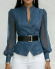 BLUSA ELEGANTE DE MALLA Y DENIM