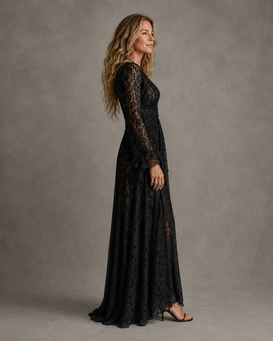 CHARLOTTE | VESTIDO LARGO CON ESCOTE EN V PROFUNDO