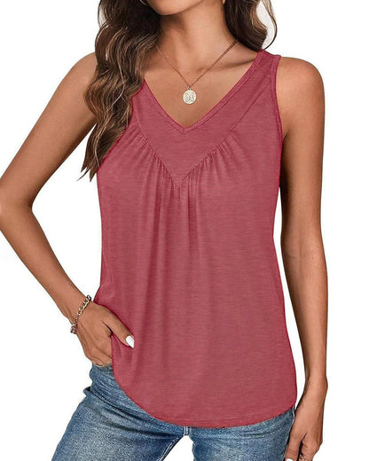 TOP DE TIRANTES LISA COLOR CUELLO DE V SIN MANGAS HOLGADO