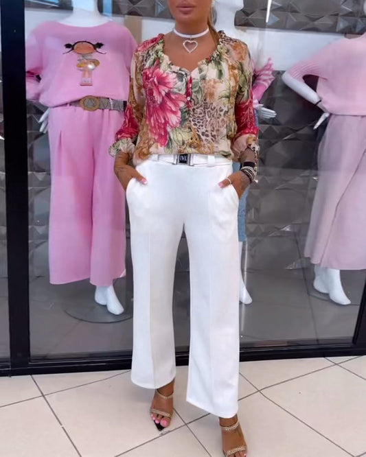 BLUSA CUELLO DE V ESTAMPADO FLORAL