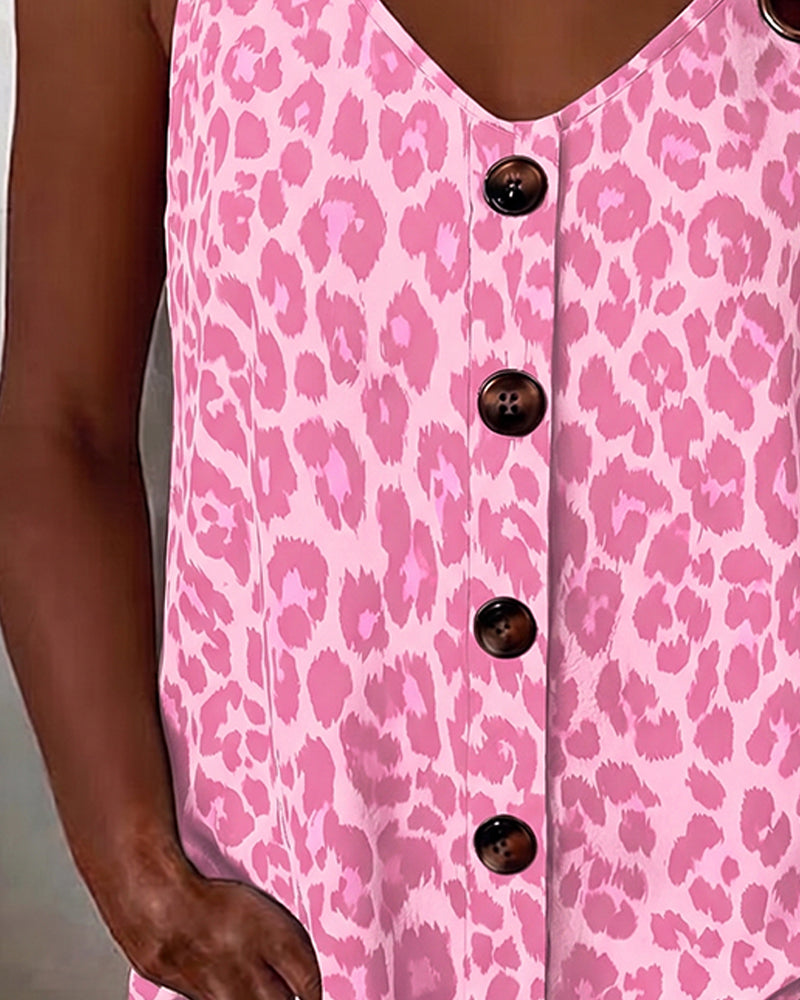 TOP DE TIRANTES LEOPARDO TIRANTE SPAGHETTI BOTÓN HEBILLA METÁLICO