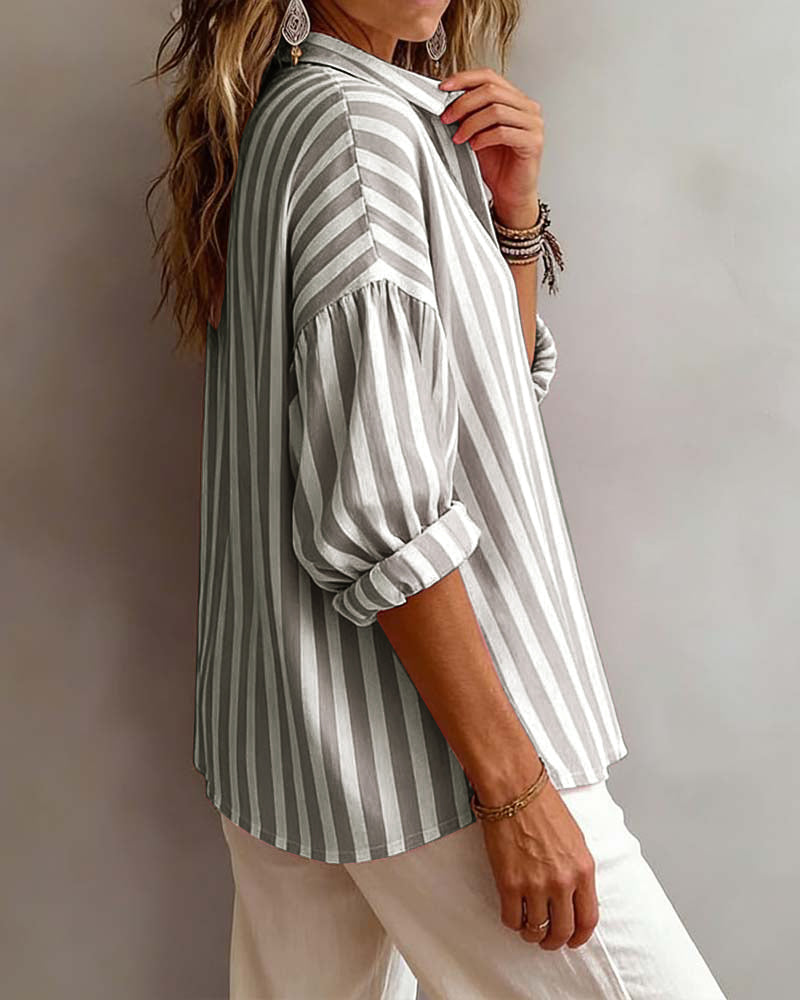 BLUSA A RAYAS HOLGADO CON CUELLO