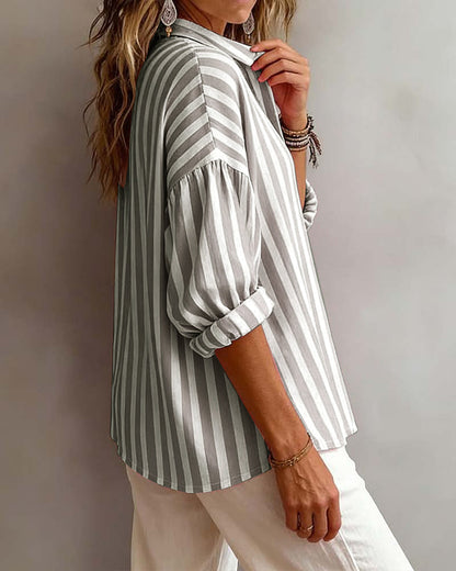 BLUSA A RAYAS HOLGADO CON CUELLO