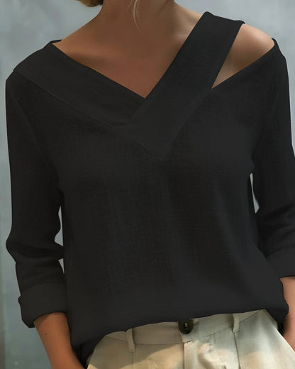 TOP ELEGANTE CUELLO DE V ESCOTE TIRANTE CAÍDO