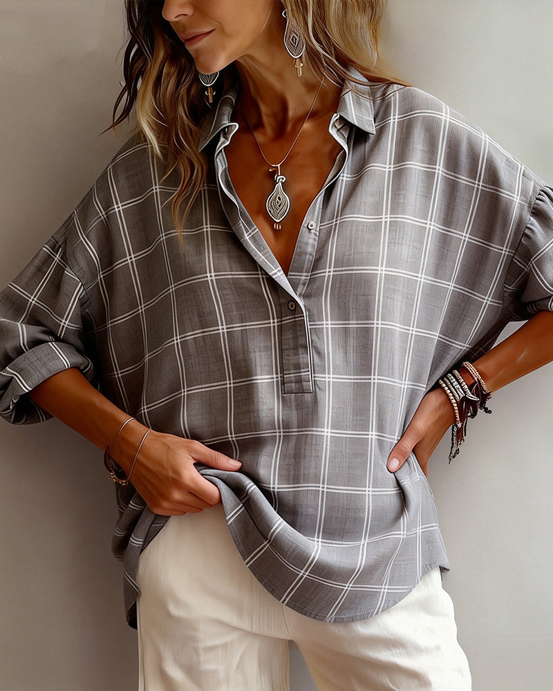 CAMISA SOLAPA CON CUADROS SOFISTICADO