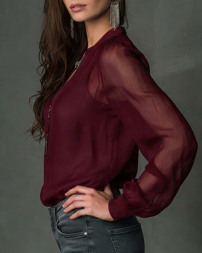BLUSA MEDIA CREMALLERA PUNTO MANGAS-LARGAS