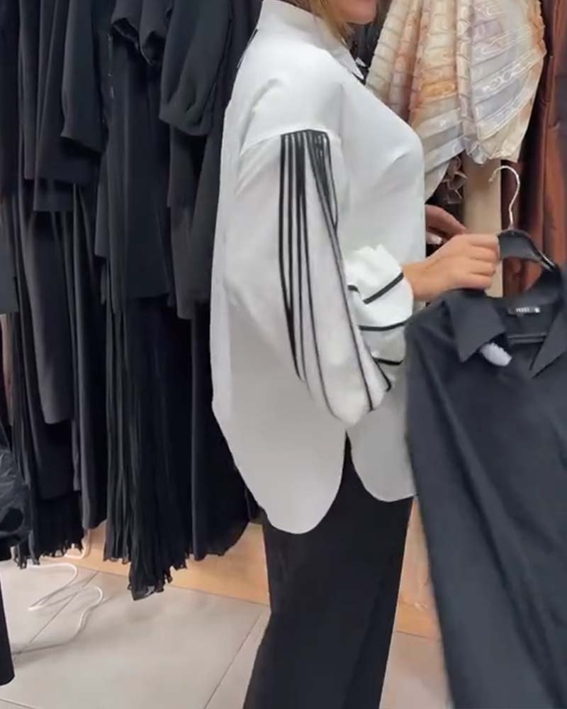 CAMISA CONTRASTE LÍNEA MANGA LARGA