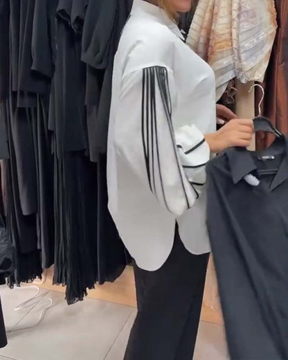CAMISA CONTRASTE LÍNEA MANGA LARGA