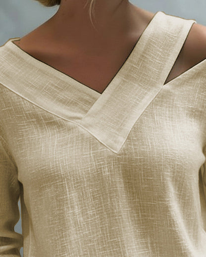 TOP ELEGANTE CUELLO DE V ESCOTE TIRANTE CAÍDO