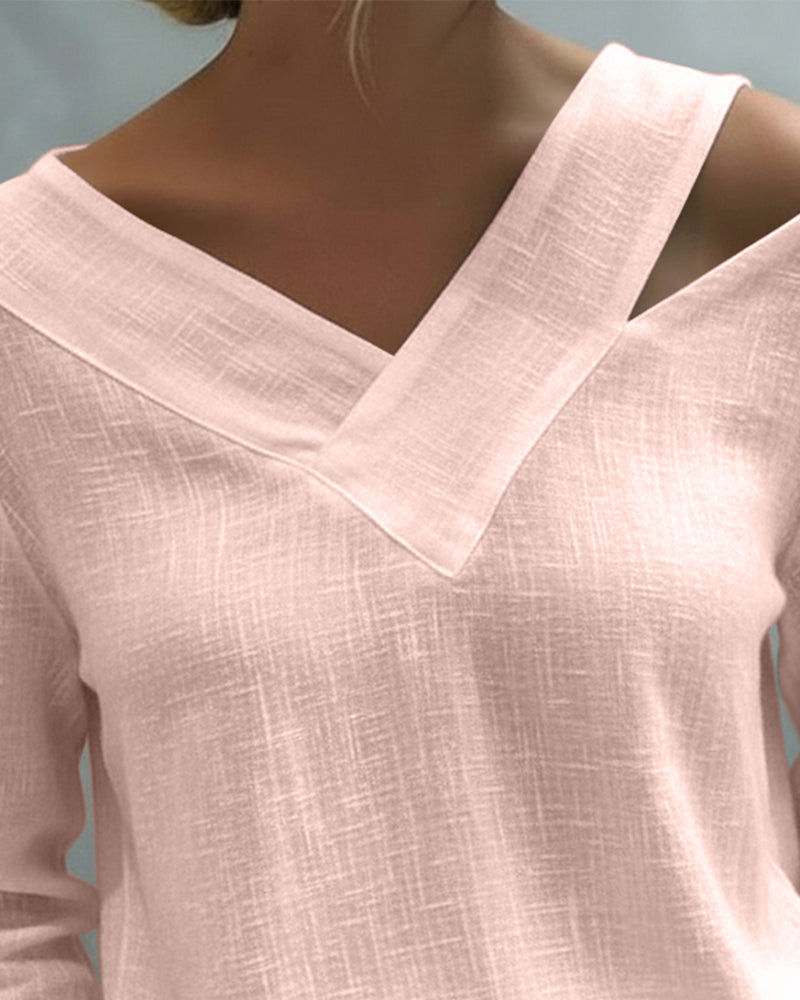 TOP ELEGANTE CUELLO DE V ESCOTE TIRANTE CAÍDO