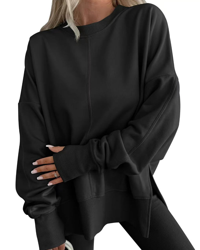 SUDADERA ABERTURA LATERAL CUELLO REDONDO HOLGADO