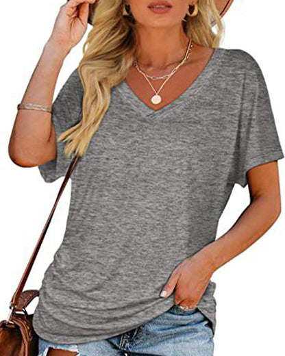 CAMISETA PLISADO LISO CUELLO DE V