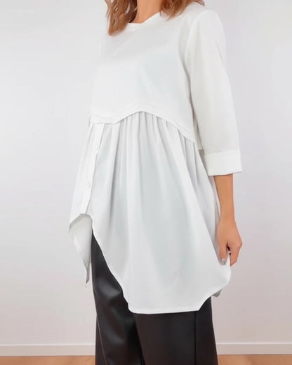BLUSA LÍNEA A ASIMÉTRICA PLISADO