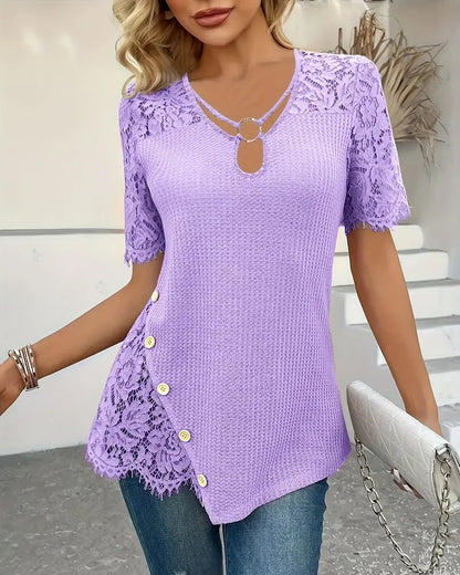 CAMISETA ENCAJE PANEL DE PUNTO