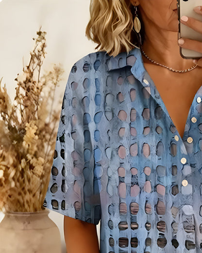 BLUSA ESTAMPADO LUNARES BOTÓN MEDIO-PATRON