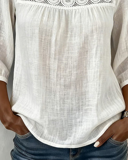 BLUSA CUADRADO ESCOTE ENCAJE PATCHWORK