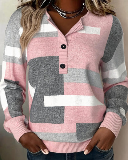 SUDADERA CON CUADROS BOTONES DELANTEROS MANGA-LARGA