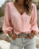 BLUSA A RAYAS CUELLO DE V CON MANGA ABULLONADA