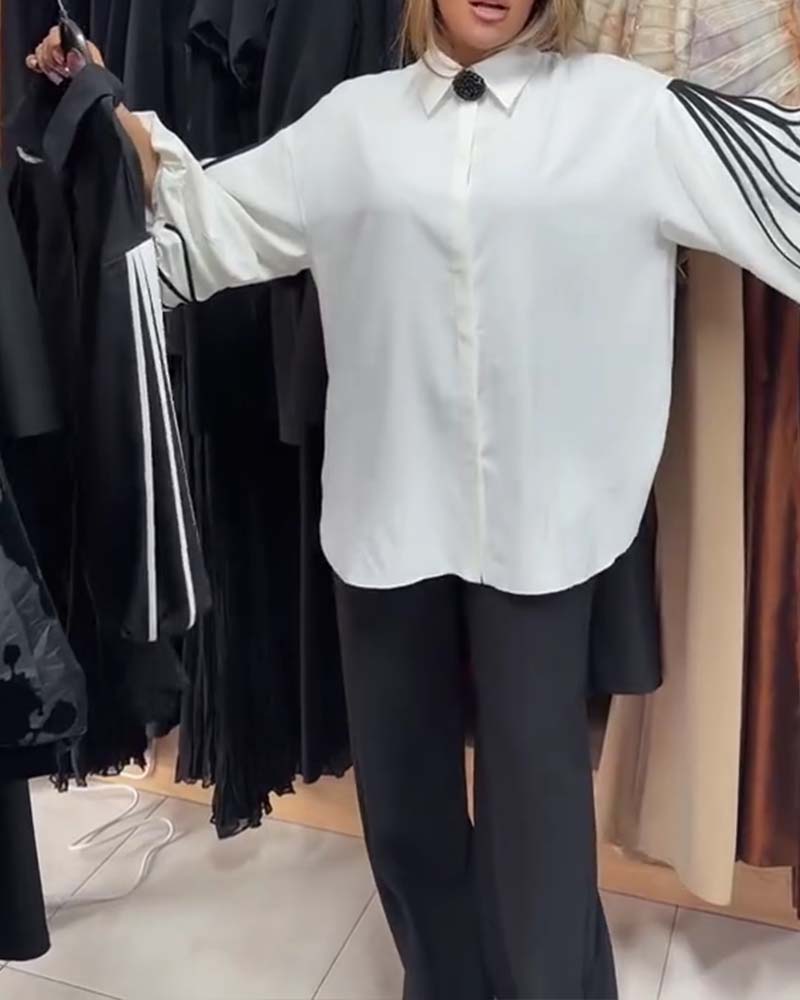 CAMISA CONTRASTE LÍNEA MANGA LARGA