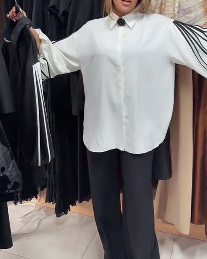 CAMISA CONTRASTE LÍNEA MANGA LARGA