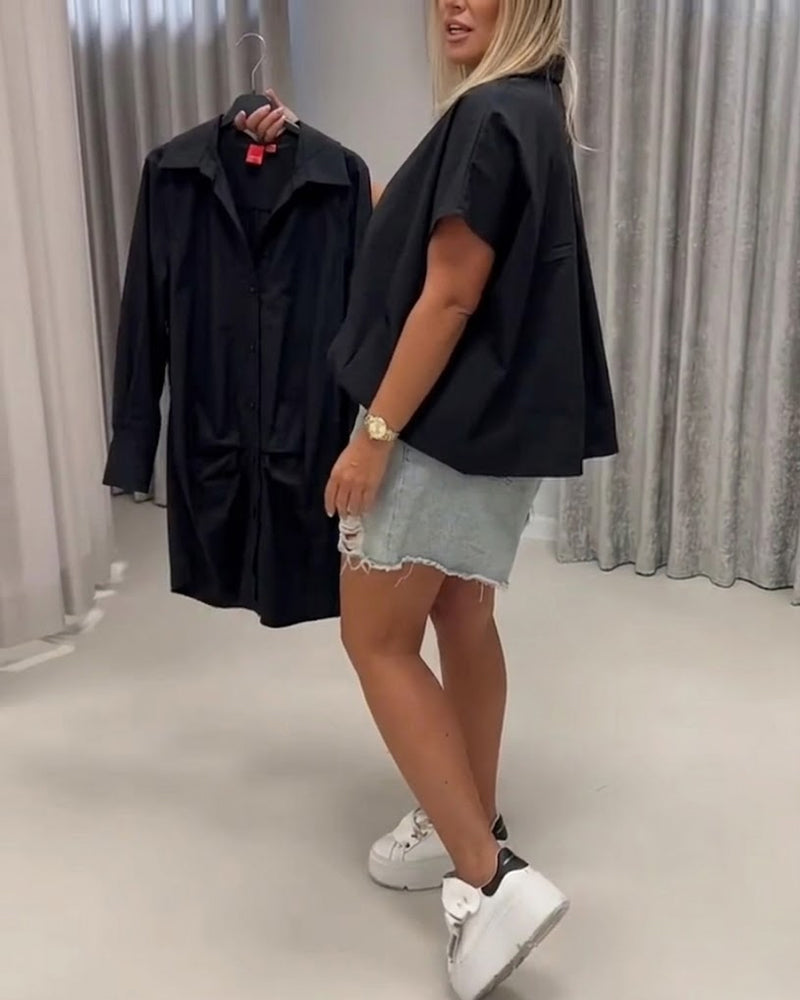 BLUSA CUELLO CORTE HOLGADO MANGA MURCIÉLAGO