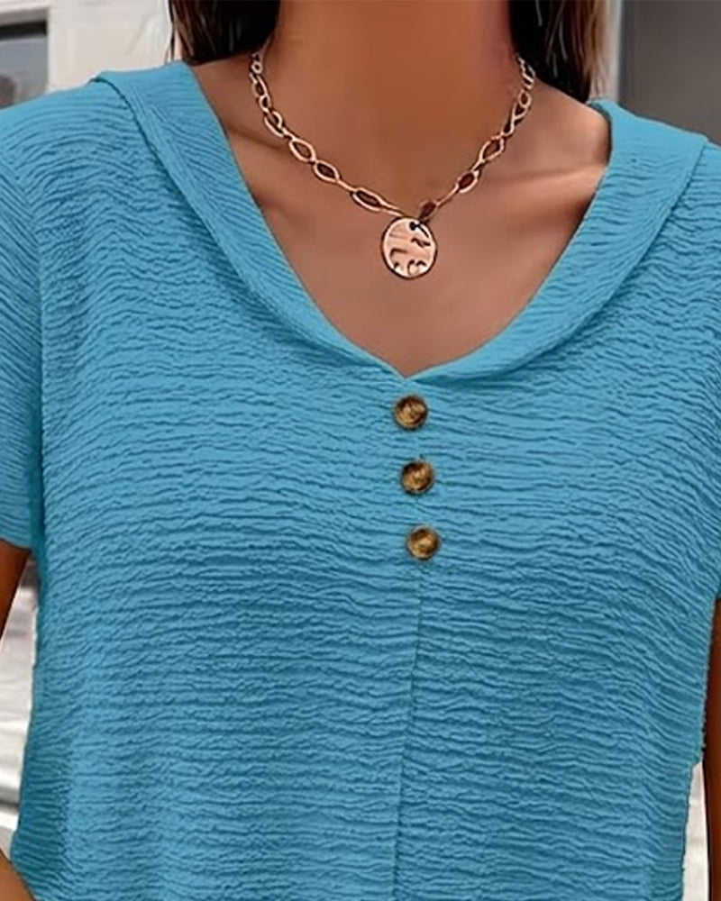 CAMISETA CUELLO PETER PAN TRES BOTONES
