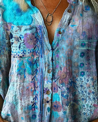CAMISA ARTÍSTICO ESTAMPADO FLORAL