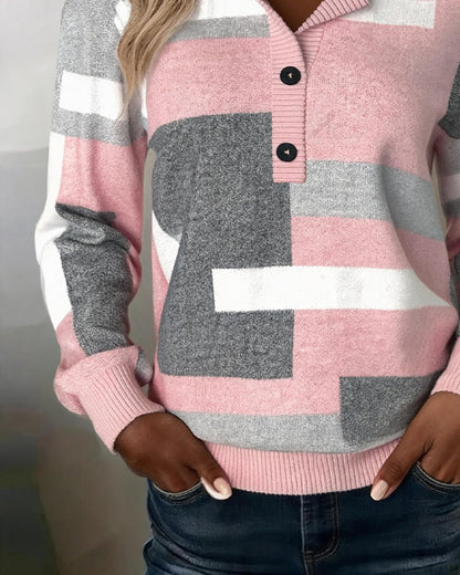 SUDADERA CON CUADROS BOTONES DELANTEROS MANGA-LARGA