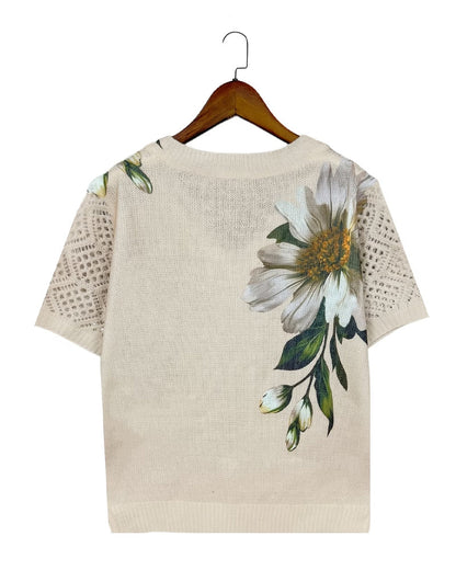 JERSEY CUELLO DE V DE PUNTO FLORAL