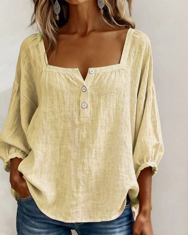 BLUSA SENCILLO ESCOTE CUADRADO MANGA LARGA