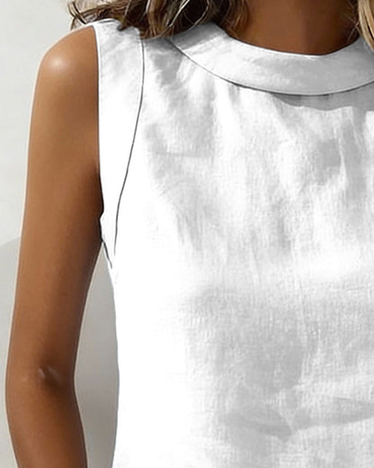 BLUSA SIN CUELLO SIN MANGAS ELEGANTE