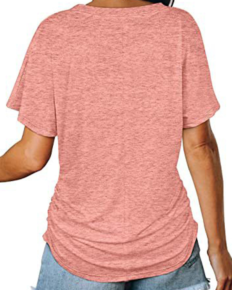CAMISETA PLISADO LISO CUELLO DE V